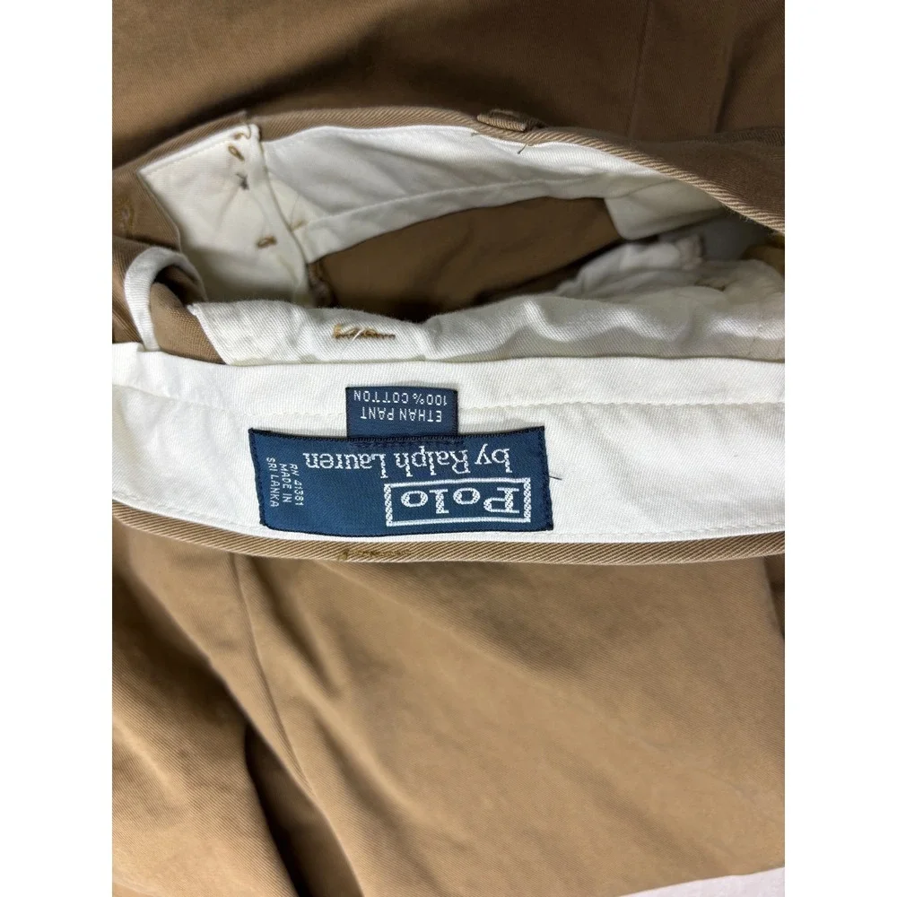 Polo Ralph Lauren Pants Mens 34/31.5 Brown Ethan 100% Cotton Pleated Trousers